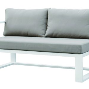 Gardenart toseter utesofa i aluminiuim med armlene på venstre side. Hvit/kaki (100602v)