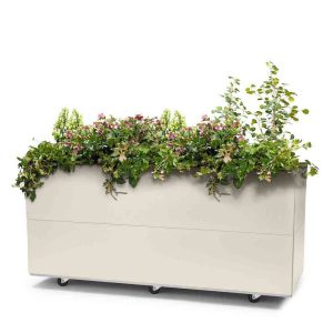 Plantekasse i Kalk 120x40x50 cm med bunn og hjul. HØY BEDD