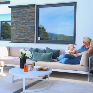 Gardenart moderne fireseter utesofa – Hagesofa med to fleksible moduler