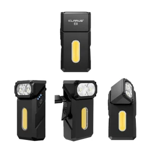 Klarus - E8 - Oppladbar Lykt med Tre Lysskilder og 180° Svingbart Hode - 1000 Lumen